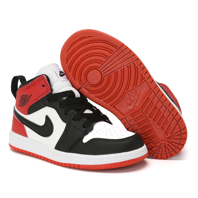 Youth Running Weapon Air Jordan 1 White/Black/Red Shoes 0177